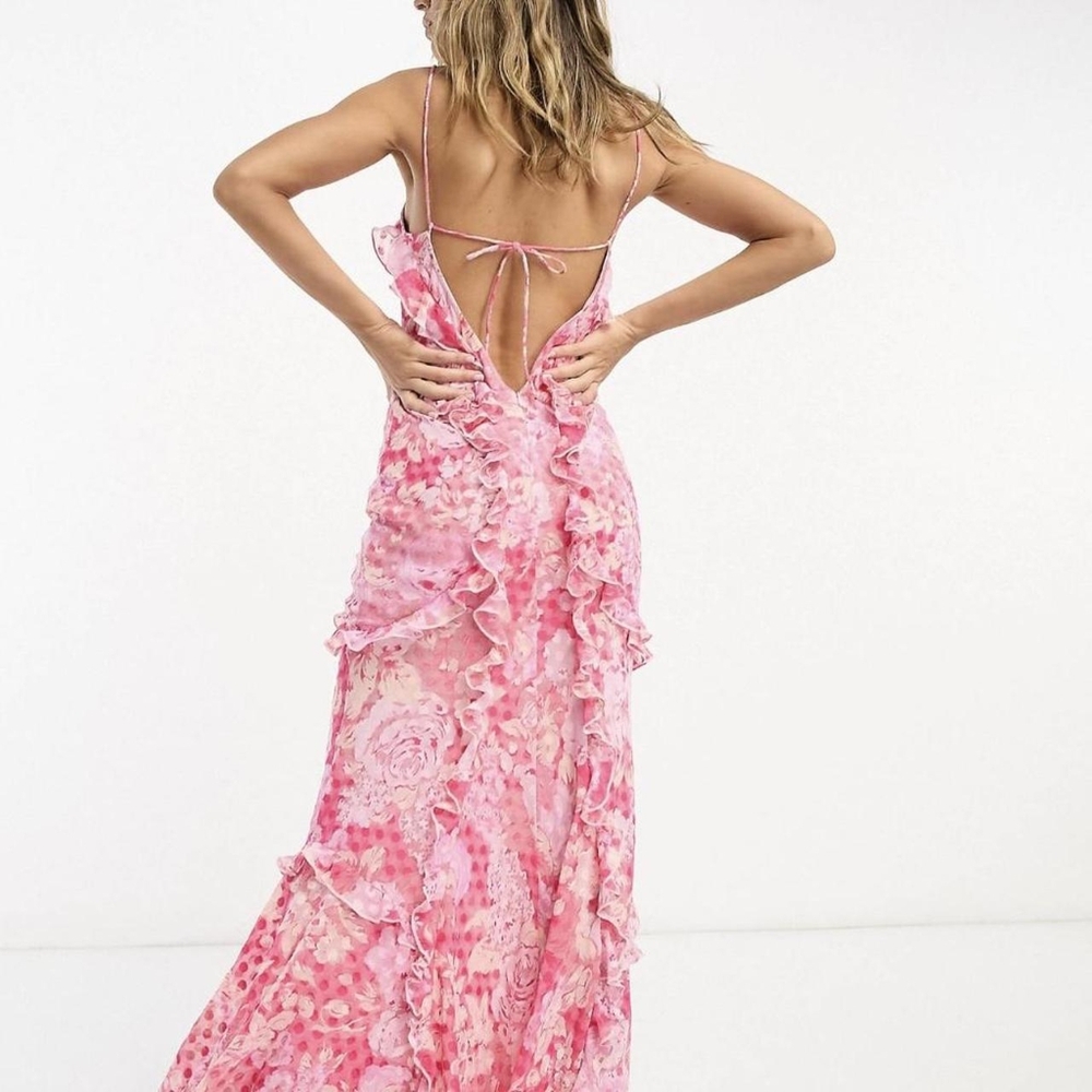 ASOS Design Pink Ruffle Dress - Picture 2 of 6